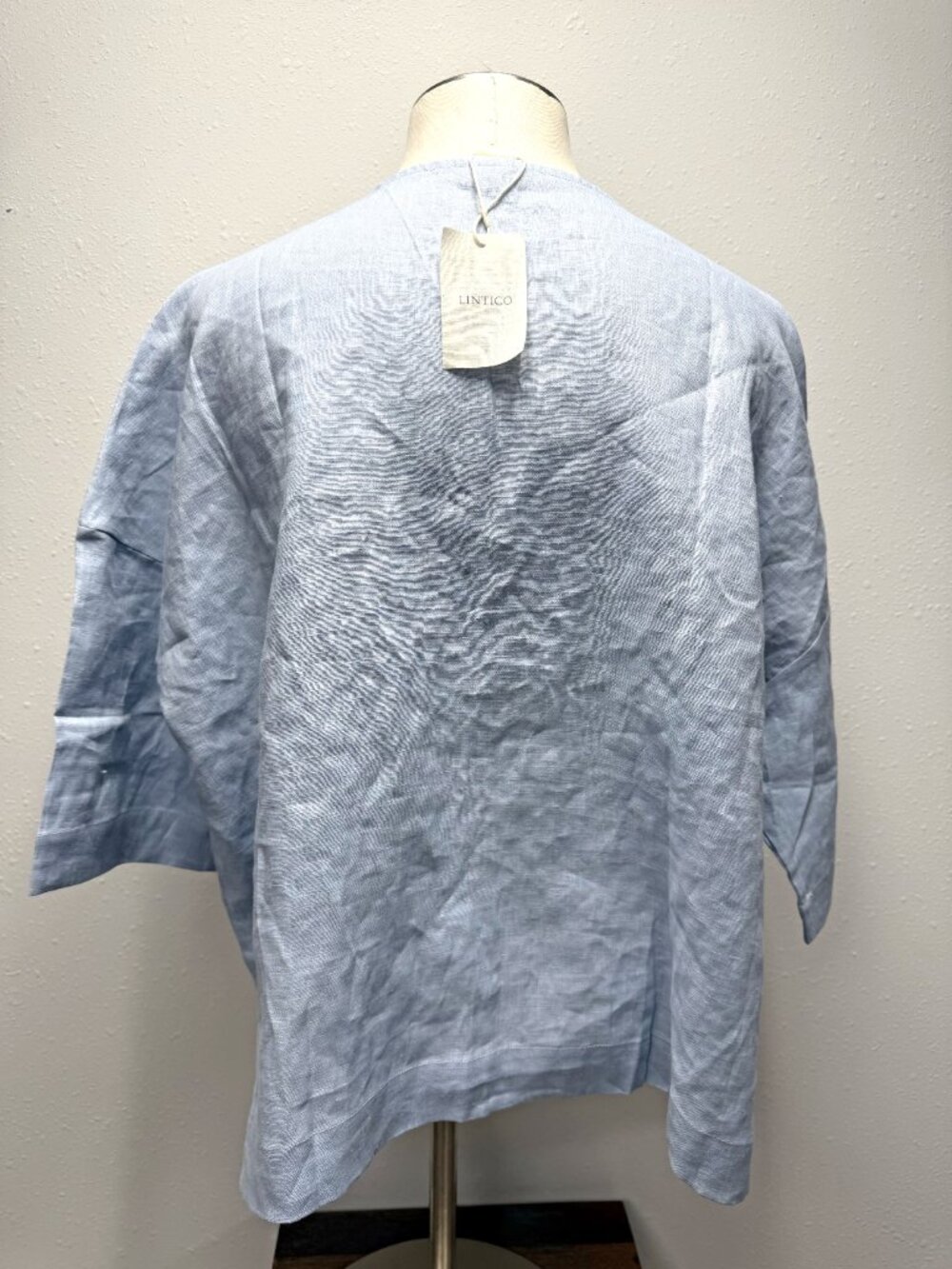 *NEW* Lintico 100% Linen Drop Shoulder Asymmetric Layered Hem Overtop VIOLA - Picture 9 of 16